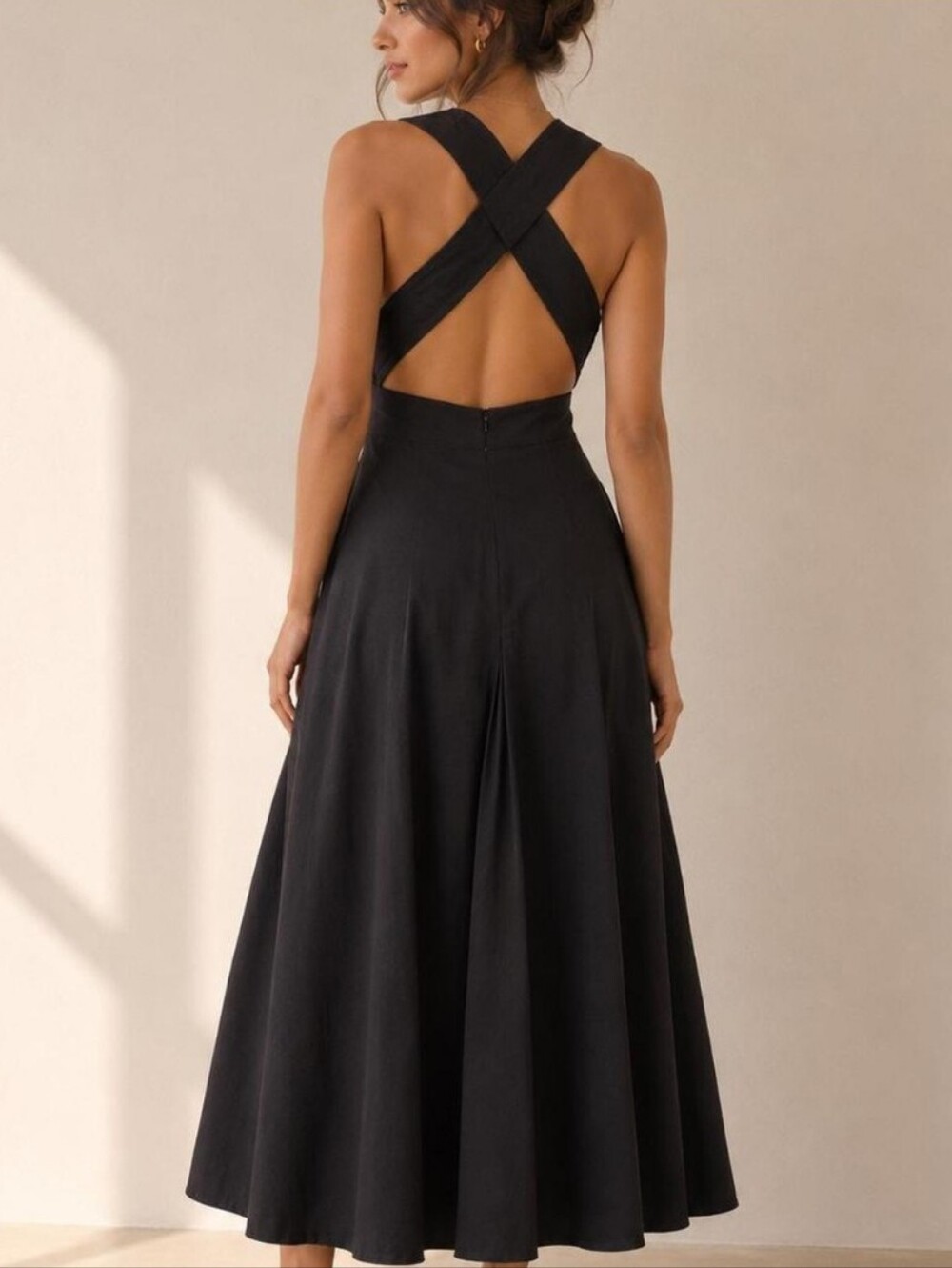 Rachel Zoe Linen Criss Cross Strap Back Pleated Maxi Dress #3781 - Picture 10 of 10